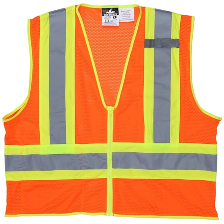 Mcr Safety FR Two-Tone Hi-Vis Safety Vest 2XL Class 2 , Zipper 2 Pockets, 1 Mic Tab WCCL2OFRX2
